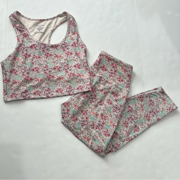 Evolution & creation athletic set Crop top racerback legging Snow Garden Floral - Picture 6 of 16